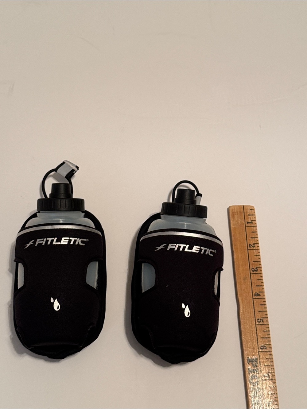 Fitletic Pair of Handheld Water Bottles with Neoprene Sleeves - Black